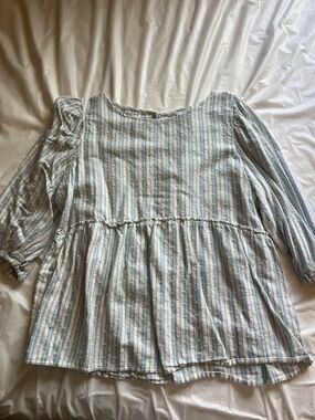Time and Tru Blue and White Striped Babydoll Tunic